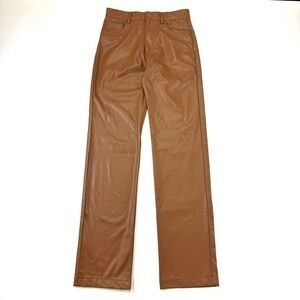 Zara brown vegan leather pants Small waist 26 inches mid rise inseam 31.5inches